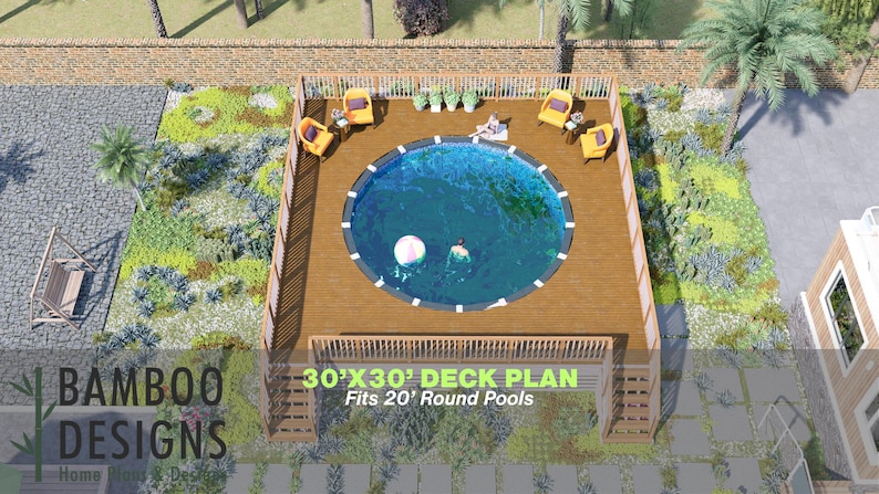Starkey Ranch Pool Deck · 30x30 plan by Bamboo Designs