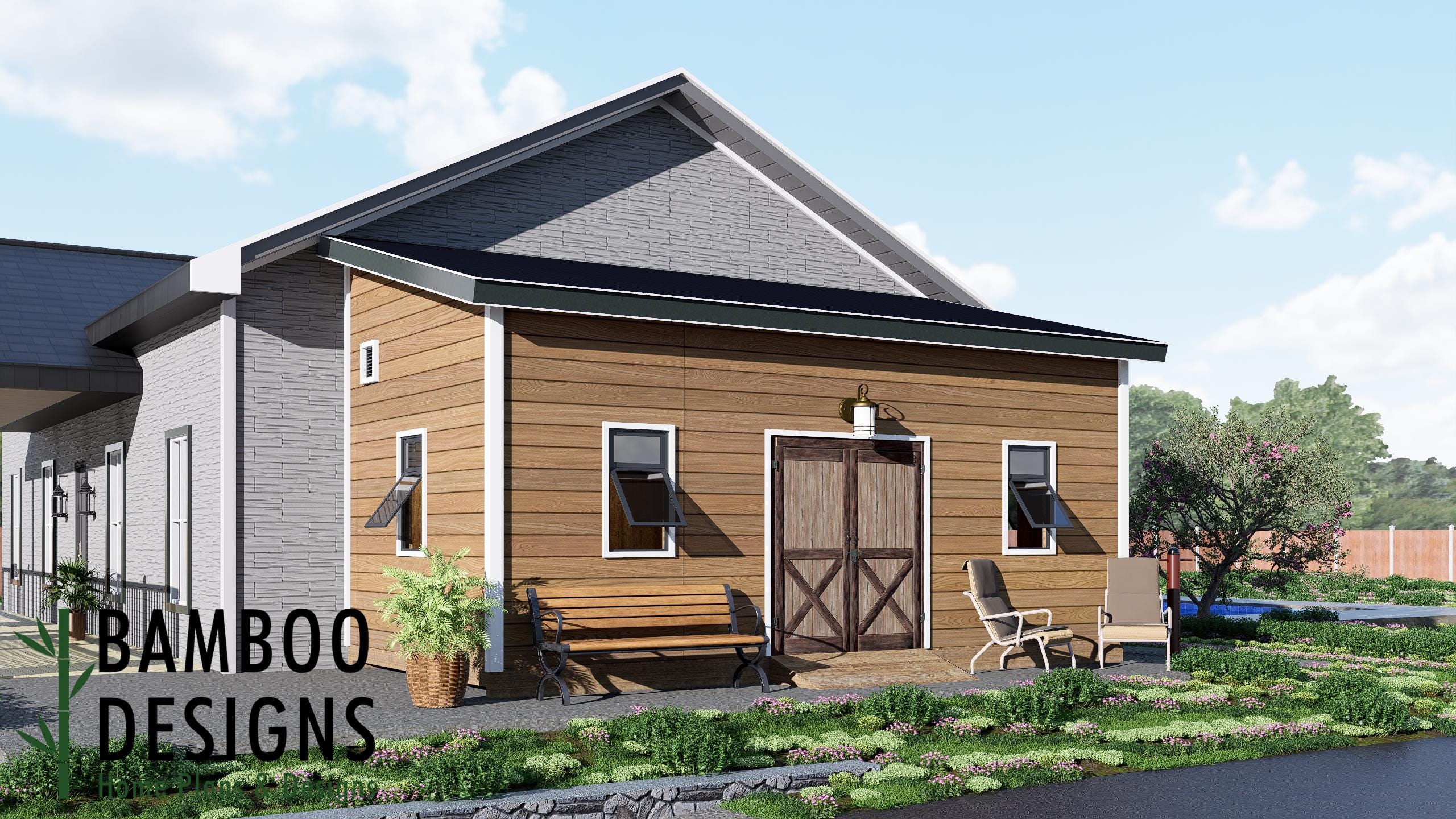 Image of Ember 12x24 Lean-To Shed Plan - A Modern Shed with a Sleek Sloped Roof| DIY Lean-To Shed Plans