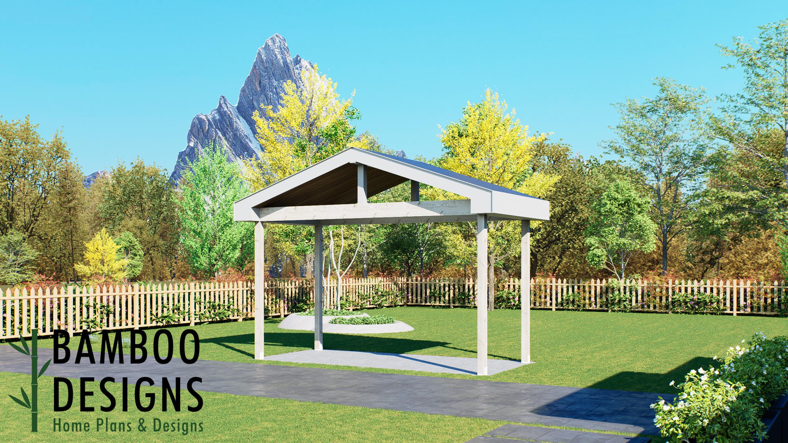 Image of Roseland 18' x 8' Pavilion Plan — A Modern Backyard Pavilion for Outdoor Living, Patio Shade & Relaxation | DIY Plans