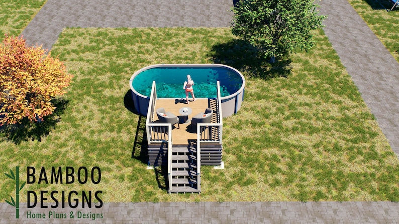 Ibanez Oval Pool Deck · 10x10 plan by Bamboo Designs
