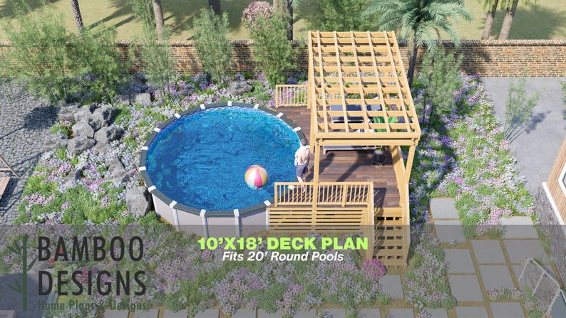 Norco Round Pool Deck · 10x18 plan by Bamboo Designs