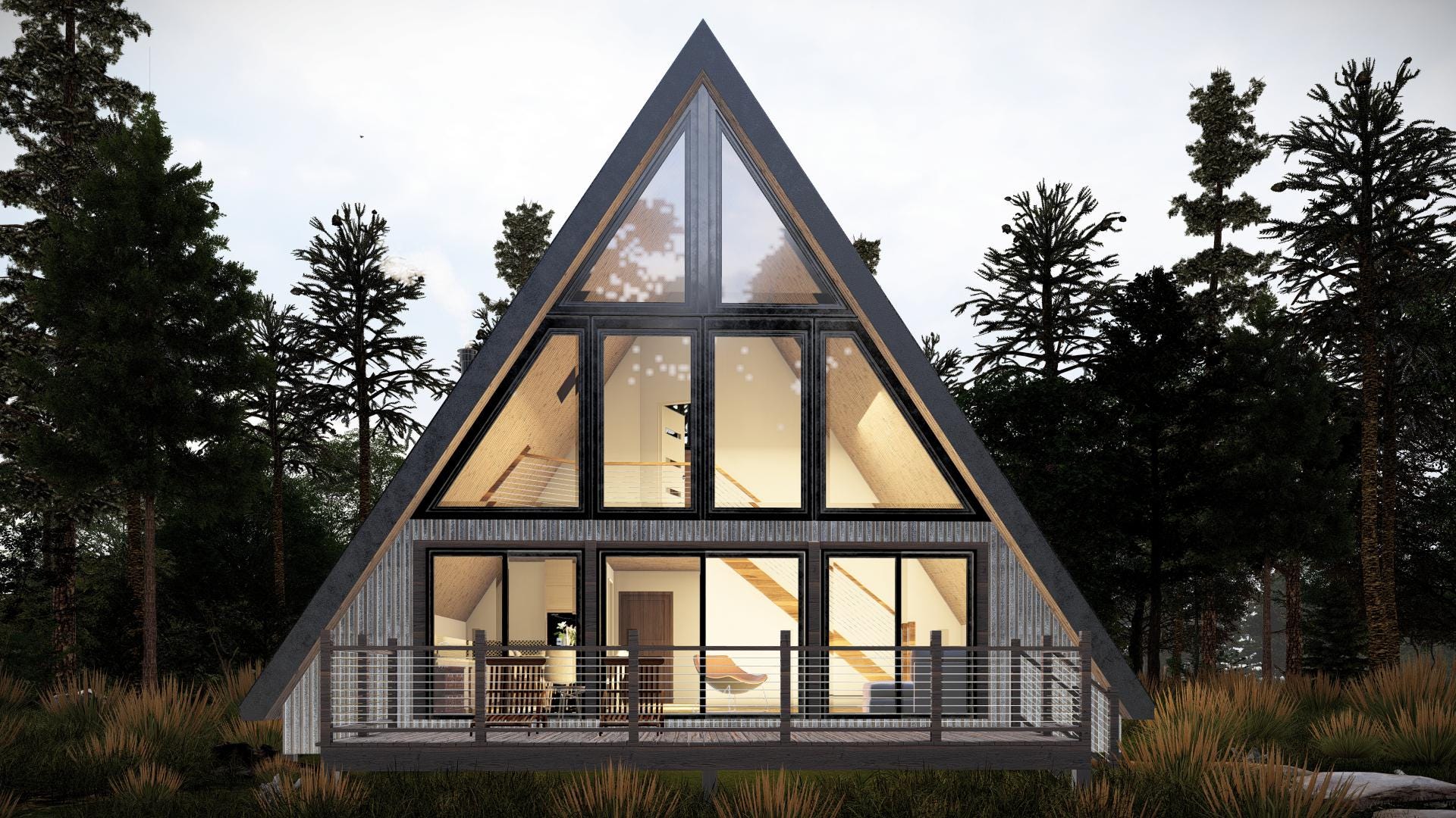 Image of Shadow Peak Lodge - A-Frame Cabin Plans (2BR + Loft + 2 Bath) | Modern DIY House Design