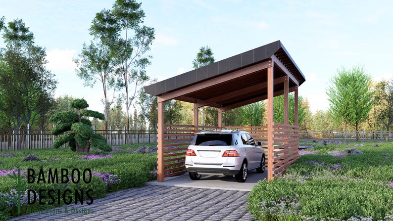 Bastrop 12x20 Sloped Roof Carport plan by Bamboo Designs