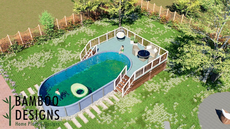 Yasuo Oval Pool Deck · 16x24 plan by Bamboo Designs
