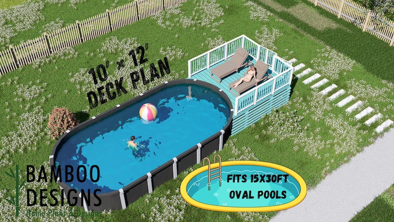 Drift Oval Pool Deck · 15x30 plan by Bamboo Designs