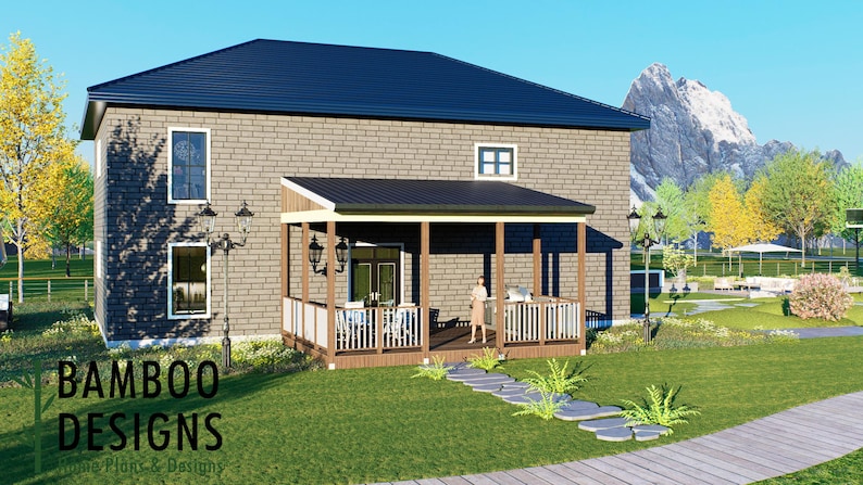 Kondee 16x22 Covered Deck plan by Bamboo Designs