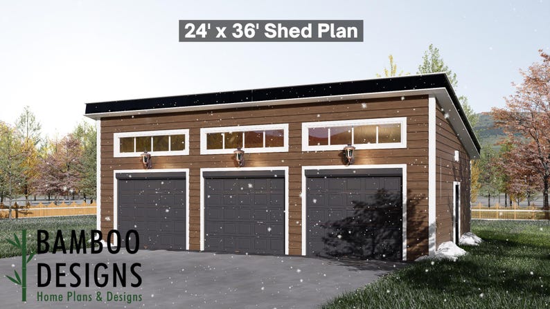 Easton 24x36 Garage Shed plan by Bamboo Designs