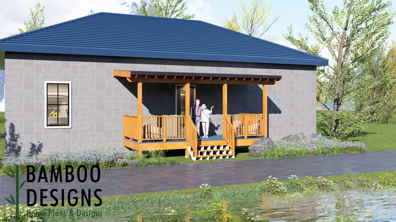 Manon 8x20 Deck Plan with Mono Slope Porch plan by Bamboo Designs