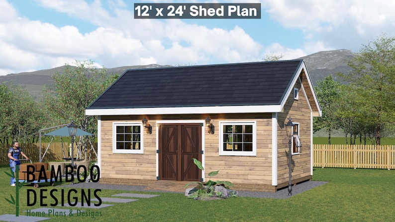 Auren 12x24 Gable Roof Shed plan by Bamboo Designs