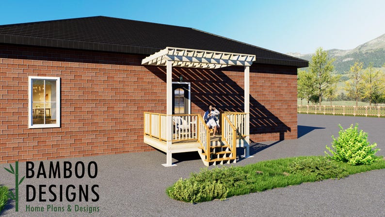 Camara 10x12 Attached Deck Plan with Pergola plan by Bamboo Designs