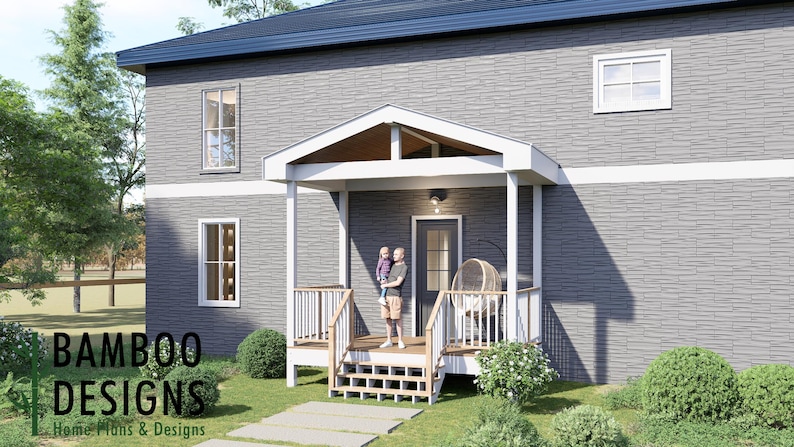 Ashtin 8x14 Deck with Gable Porch plan by Bamboo Designs