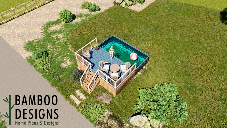 meeka-10x18-pool-deck-plan-spacious-rectangular-deck-for-18-x-9-x-48-above-ground-pool-diy-pdf- plan by Bamboo Designs