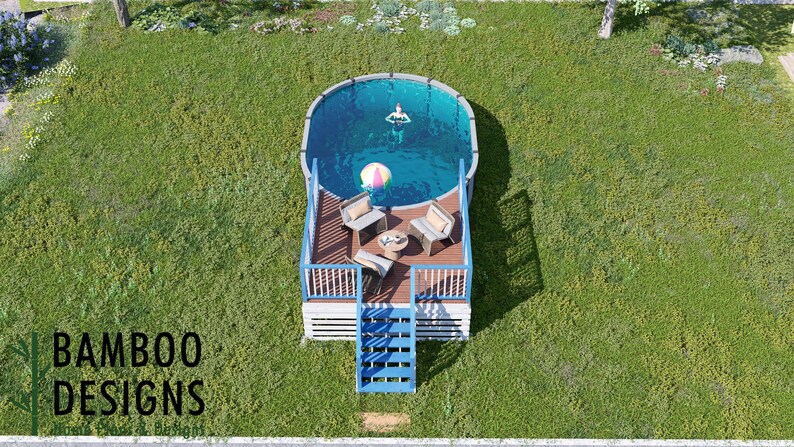Mamo Oval Pool Deck · 10x12 plan by Bamboo Designs