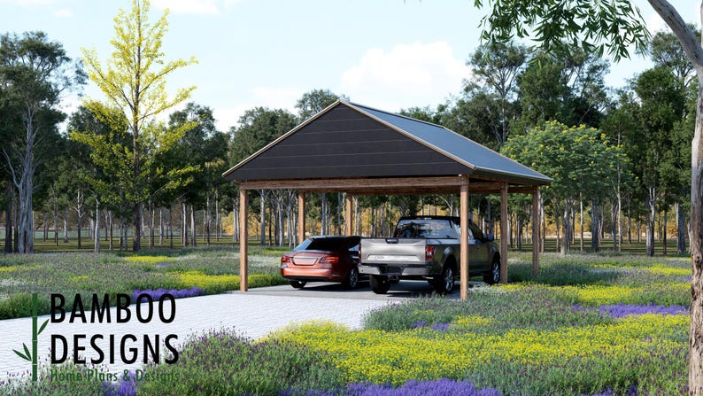 Phoenix 24x24 Carport Blueprints plan by Bamboo Designs