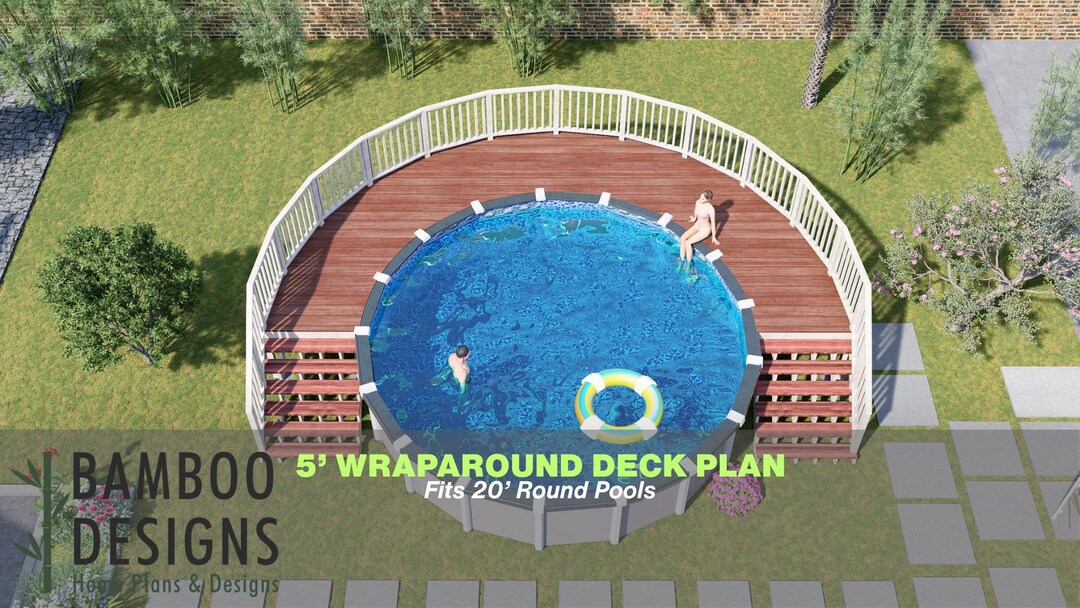 Weston Round Pool Deck Plan – 5' Wraparound Above-ground Pool Deck for ...