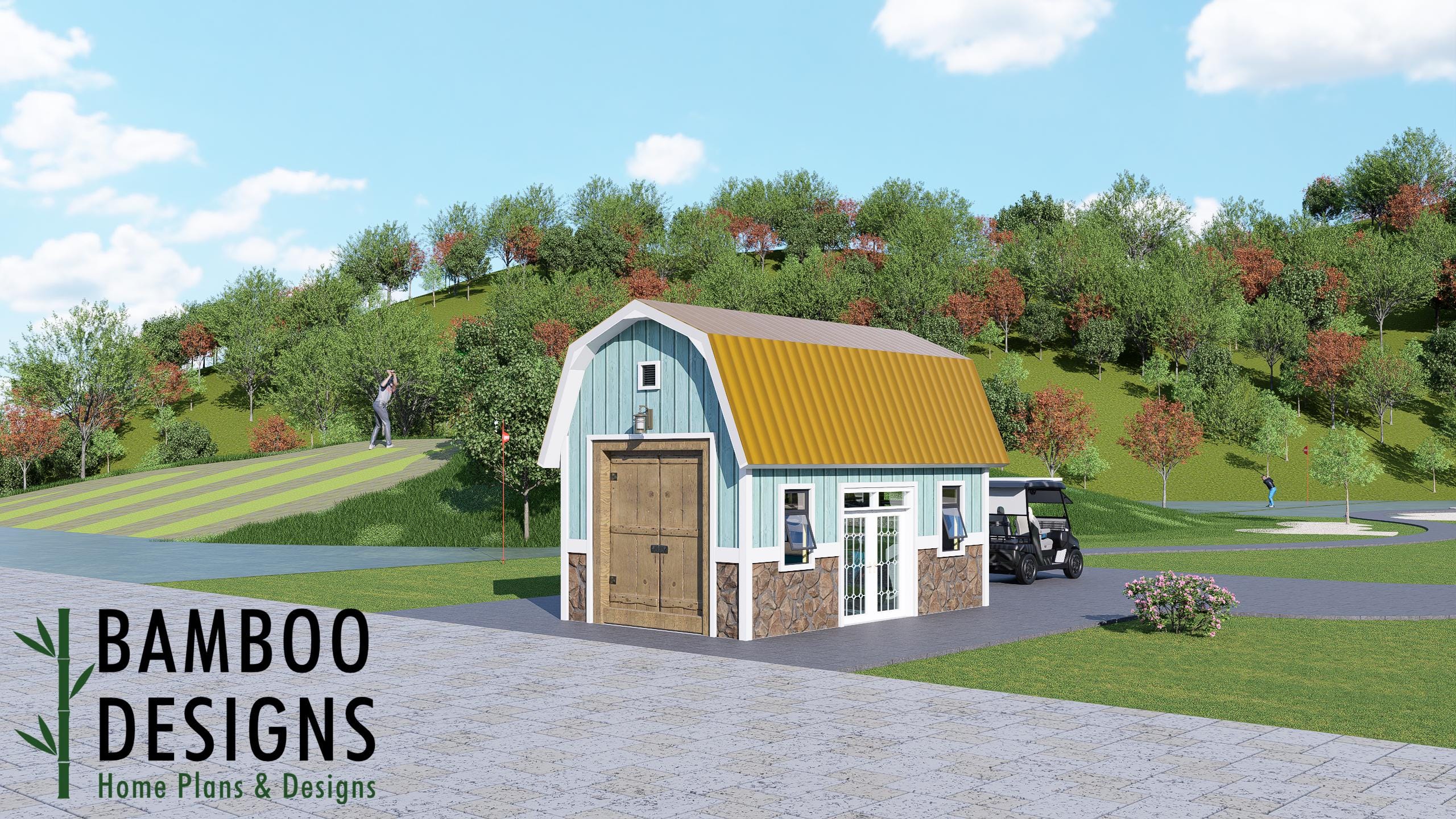 Image of Langdon 12x20 Golf Cart Shed Plans – Modern Single-Slope Storage Building | DIY PDF Plans