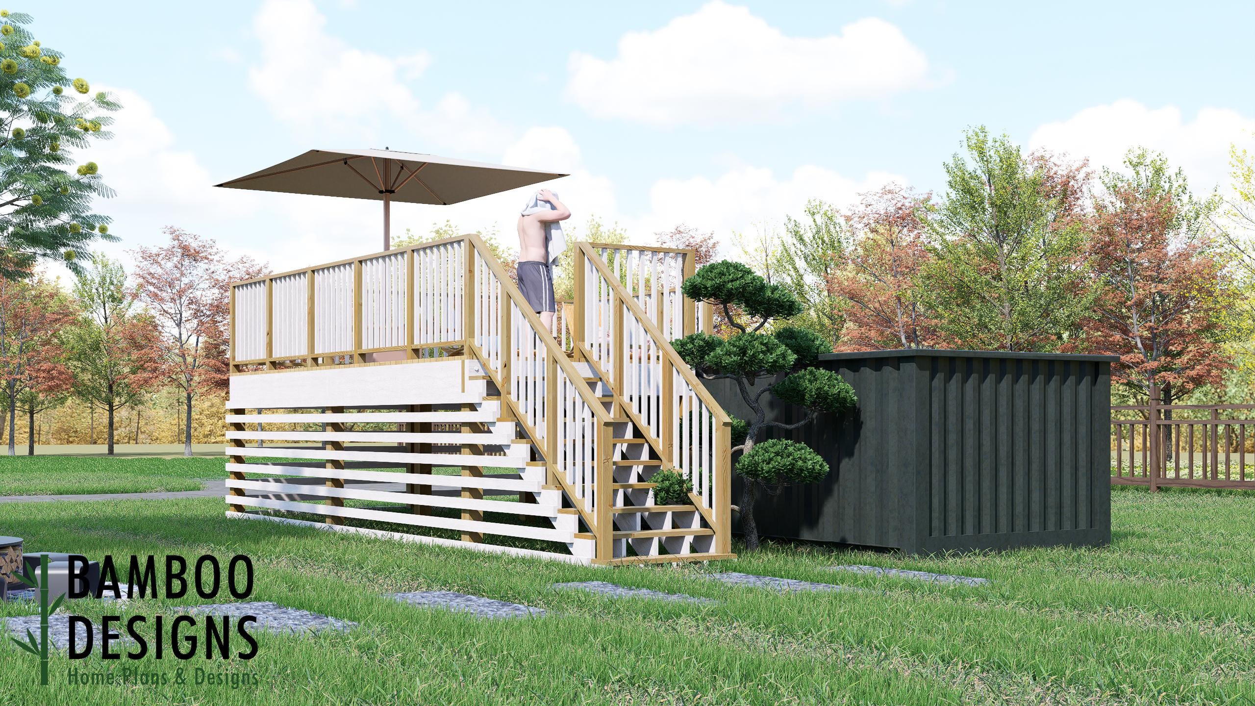 Container Pool Decks Stellar Container Pool Deck Plan – 16x20 Elevated Wrap Deck With ...