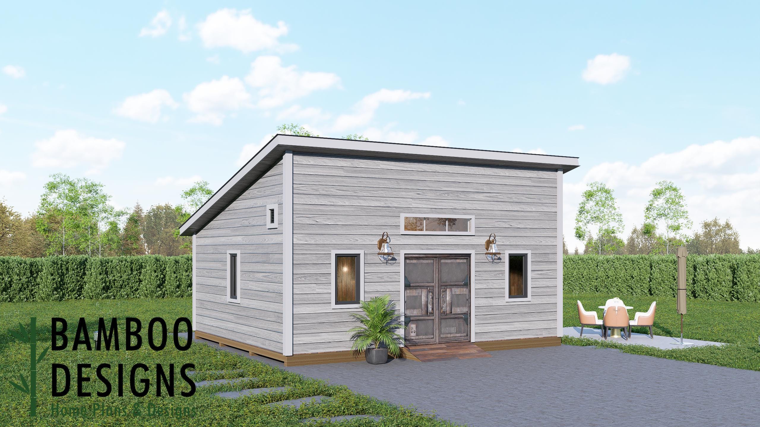 Image of Falcon - 20x24 Modern Monoslope Roof Shed | Contemporary Backyard Studio, Workshop & Storage Building