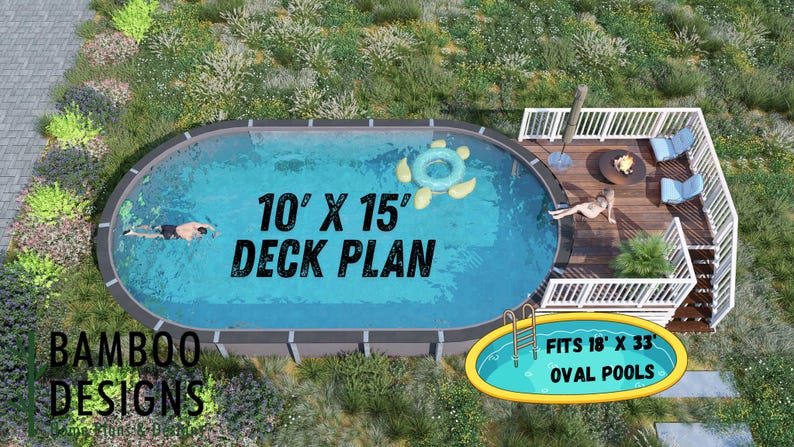 Scottsdale 18x33 Oval Pool Deck plan by Bamboo Designs