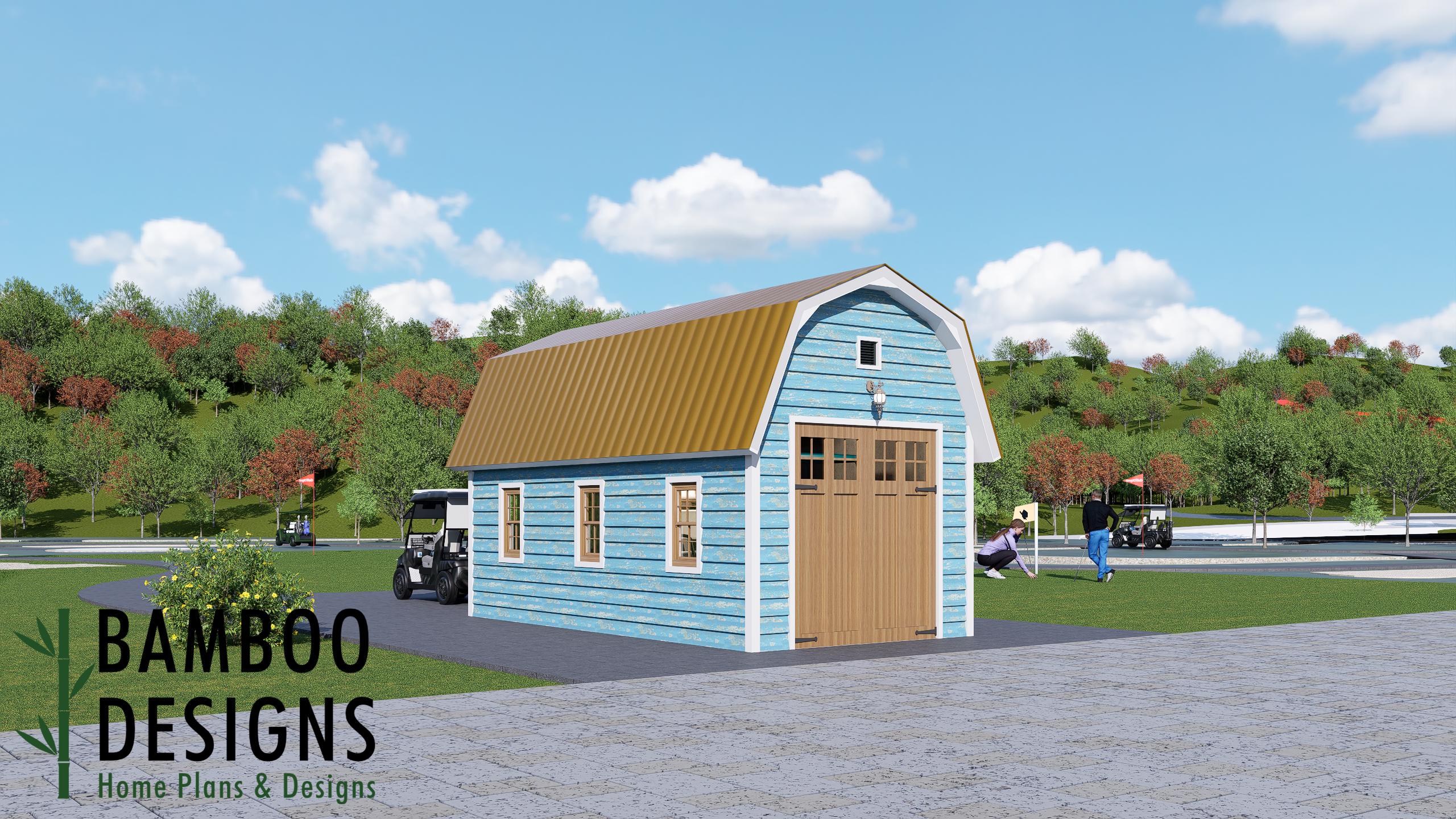 Image of Halstead 12x24 Golf Cart Shed Plan — Spacious Backyard Storage with Classic Appeal | DIY PDF Plans