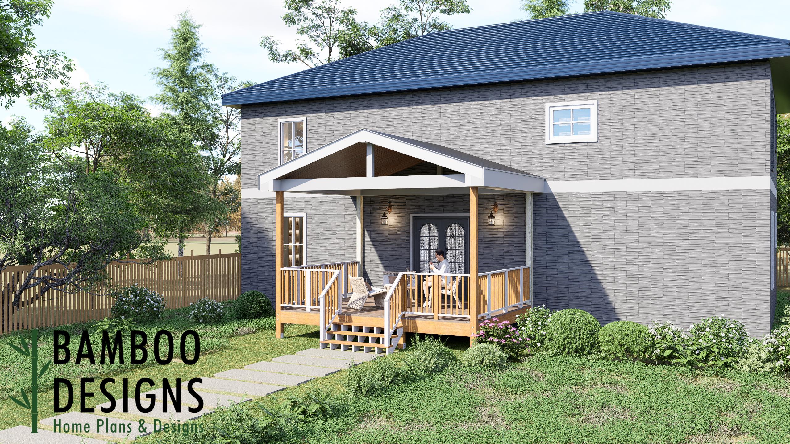 Image of Chet 14x18 Deck Plan - Spacious Gable Roof Covered Deck for Outdoor Living | DIY PDF Plans