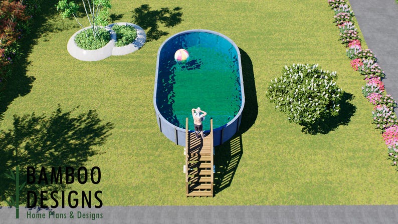 Grayson Oval Pool Deck · 4x4 plan by Bamboo Designs