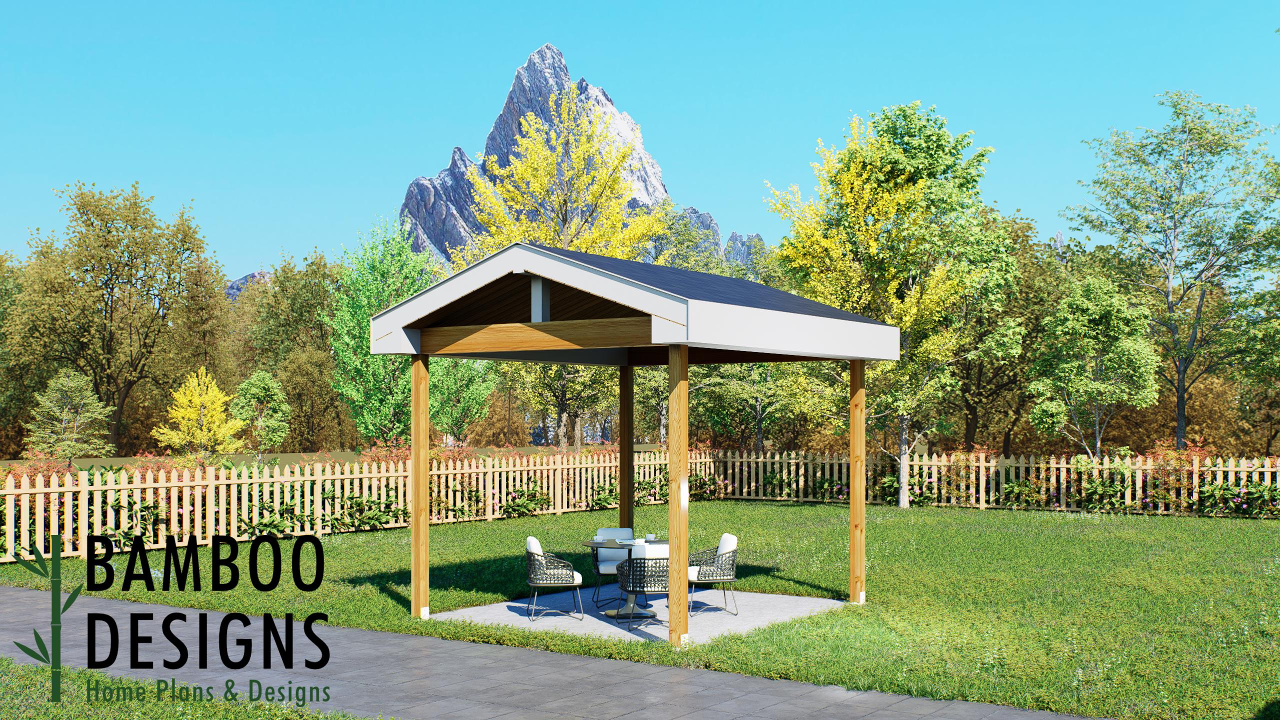 Image of Barrataria 12'x14' Pavilion Plan – A Charming Backyard Pavilion for Outdoor Living & Entertaining | DIY Plans