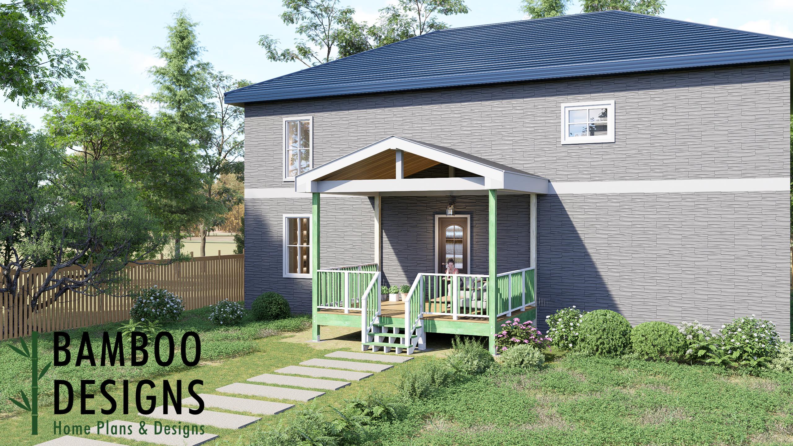 Image of Atta 12x16 Deck with Gable Porch Plan - Compact Covered Outdoor Living Space with Classic Charm