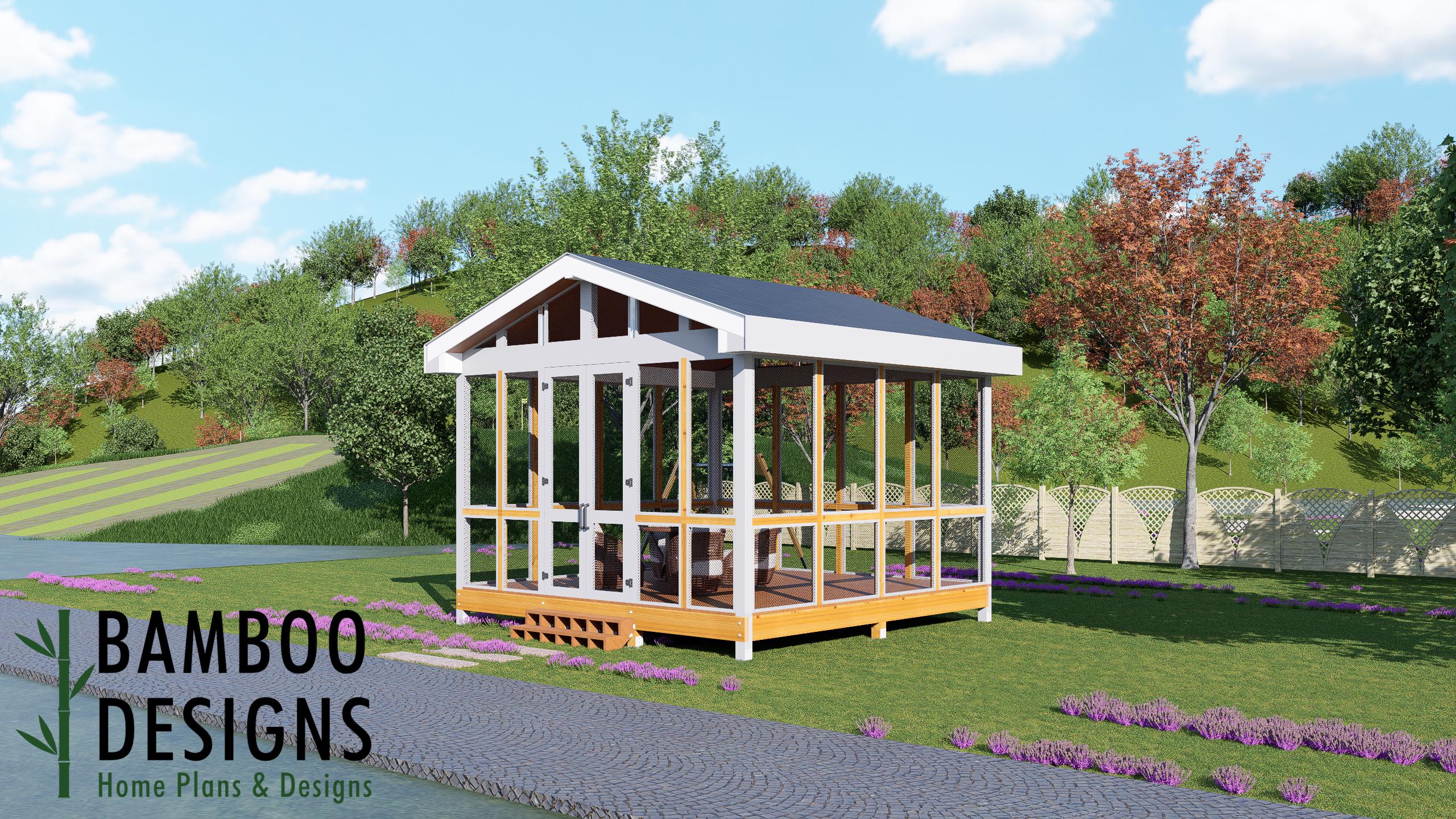 Image of Haverford 18x18 Gazebo Plan — Spacious Screened Outdoor Living & Entertaining Retreat | DIY Backyard Sunroom PDF Plans