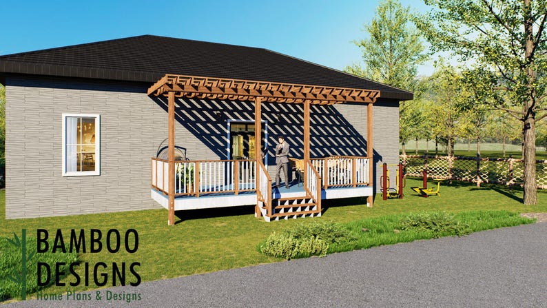 Reyes 10x24 Attached Deck plan by Bamboo Designs