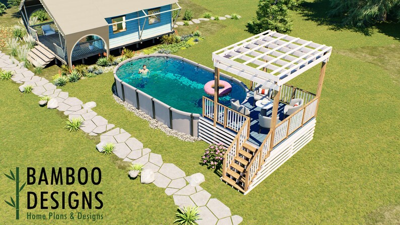 LaPierre Oval Pool Deck · 10x12 plan by Bamboo Designs