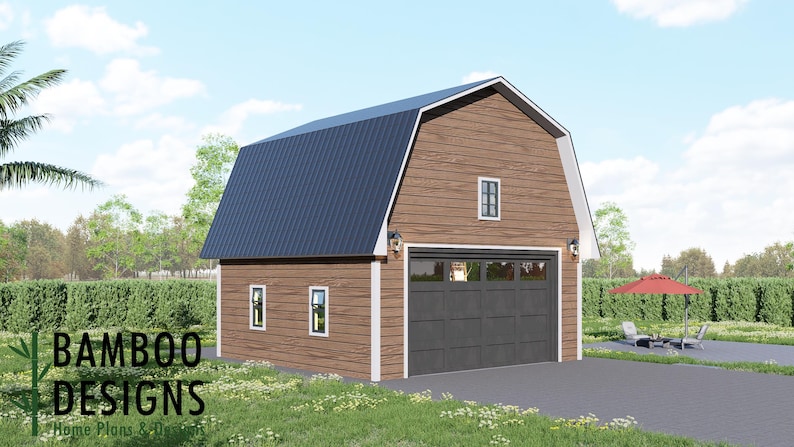 Nevada Gambrel Garage Plan OPTION 1 · 24x24 plan by Bamboo Designs