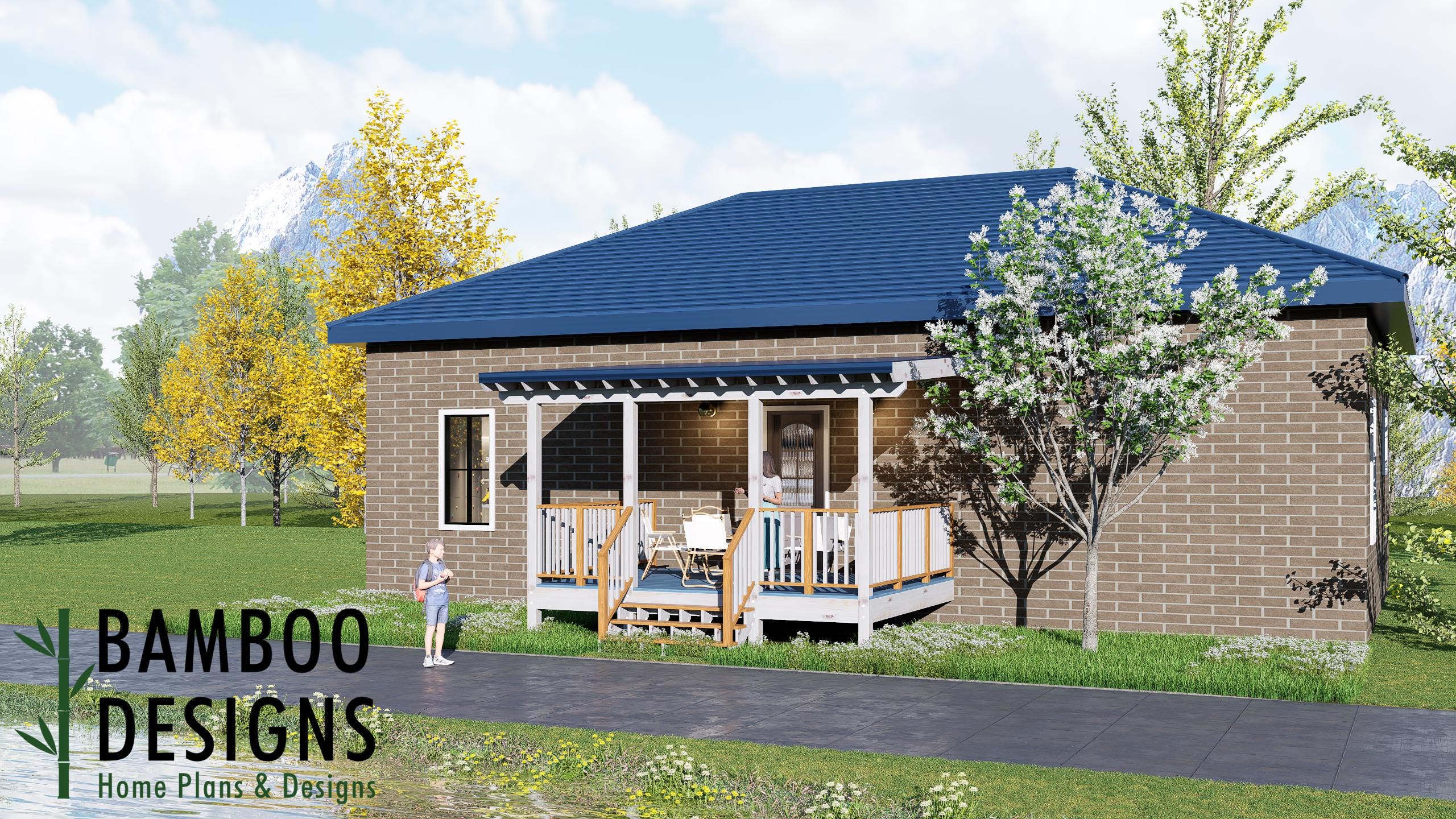 Image of Yun 12x16 Deck Plan with Mono Slope Porch - Modern Covered Deck for Outdoor Living