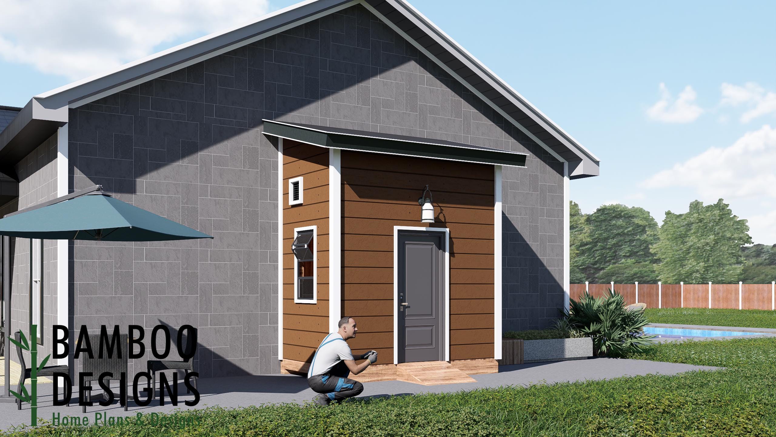 Image of Eisley Lean-To Shed Plan - 6x10 Modern Storage Shed (Lean-To Against House Design)