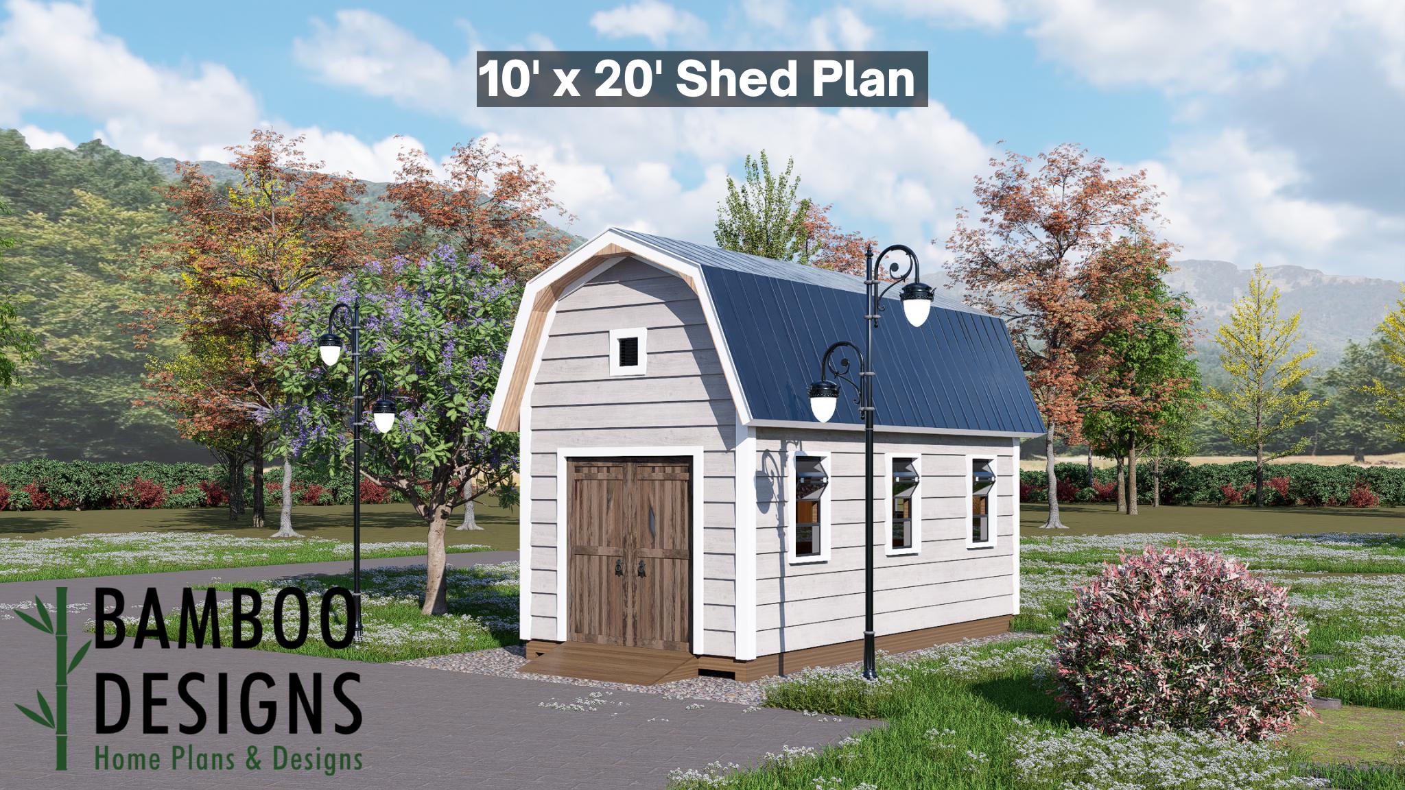 Image of Nanette 10x20 Shed Plan - A Barn-Style Storage Shed with Clean Cottage Lines & Expanded Utility Space
