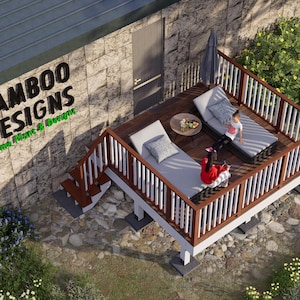 12x12 Arkansas Entry Deck Plan | Freestanding Porch for Mobile Homes or Cabins | DIY Back Deck with Railing & Stairs