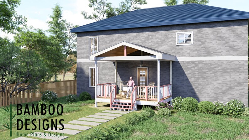 Django 12x18 Deck with Gable Porch plan by Bamboo Designs