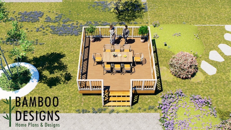 De Moscou 16x16 Freestanding Deck Plan Spacious DIY Backyard Deck plan by Bamboo Designs