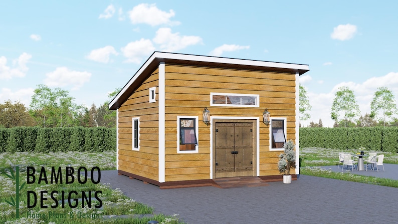 Blossom 16x18 Monoslope Roof Shed plan by Bamboo Designs