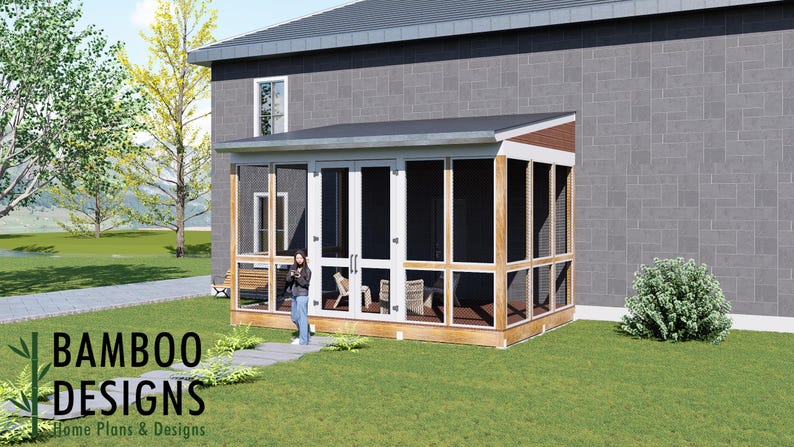 Baker 14x20 Monoslope Sunroom plan by Bamboo Designs