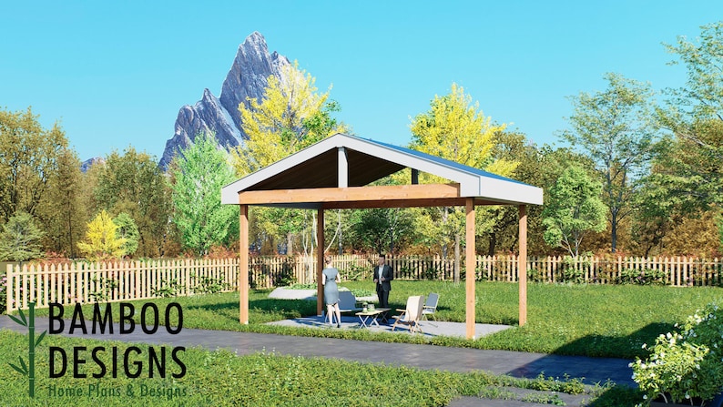 Driftwood 20' x 12' Pavilion Plan — A Stylish Backyard Pavilion for Outdoor Living & Entertaining · 20x12 plan by Bamboo Designs