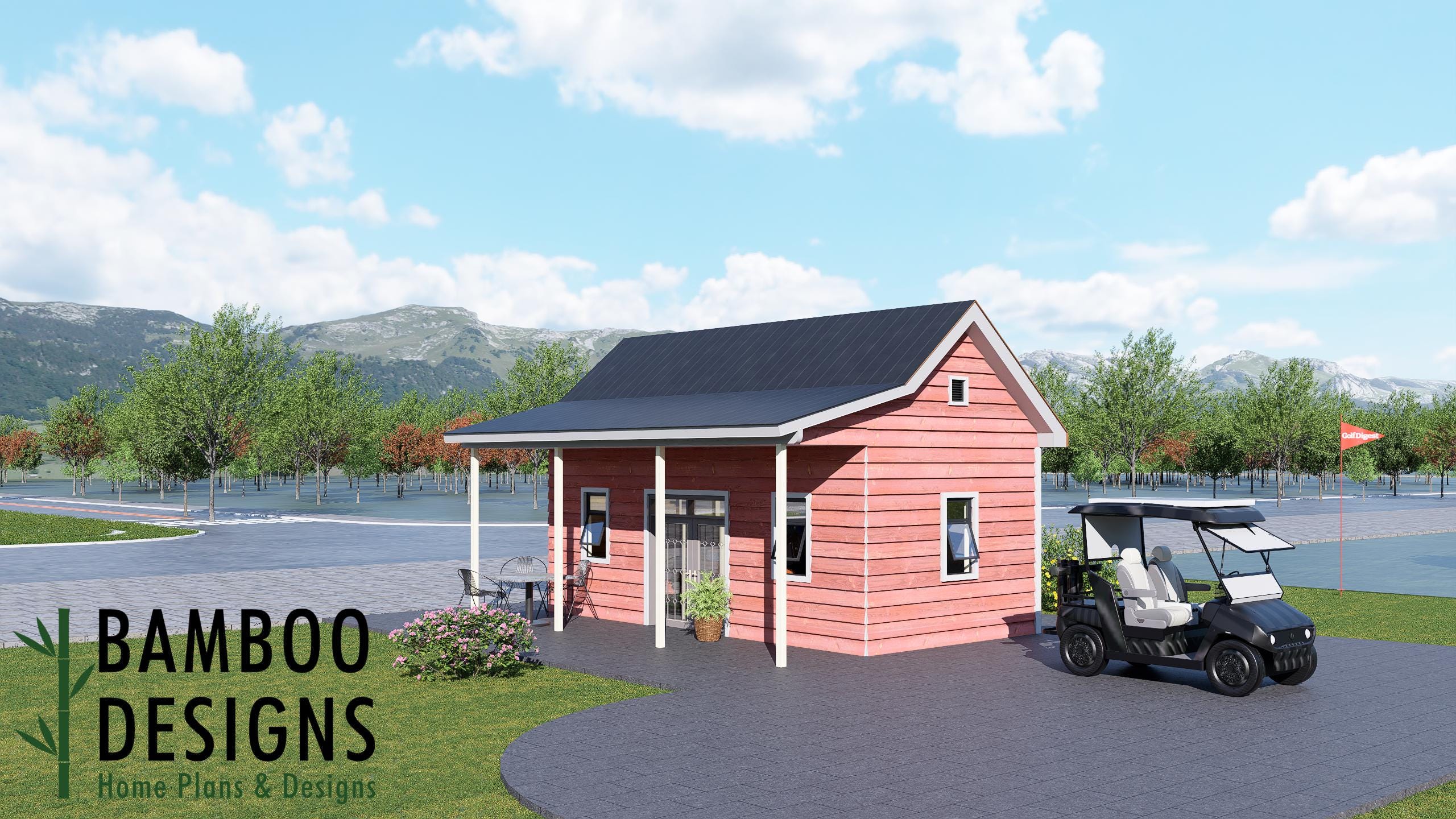 Image of Roshi 12x24 Golf Cart Shed Plans Modern Single-Slope Storage Building | DIY PDF Plans