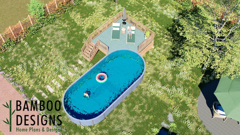 Rosetta Oval Pool Deck · 16x16 plan by Bamboo Designs