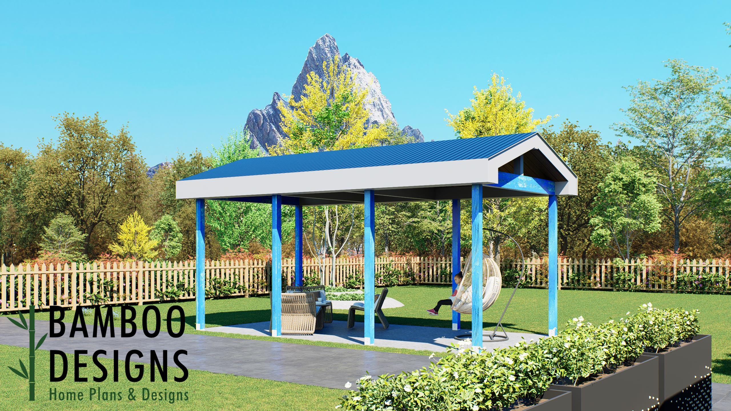 Image of Eiseman 12' x 24' Pavilion Plan — A Spacious Outdoor Pavilion for Backyard Living & Entertaining | DIY Plans