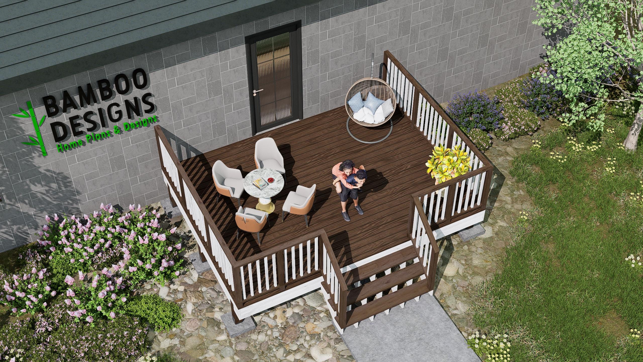 Image of Sedona Entry Deck - 12x16 Freestanding Porch Plan | DIY Modular, Cabin & Mobile Home Deck