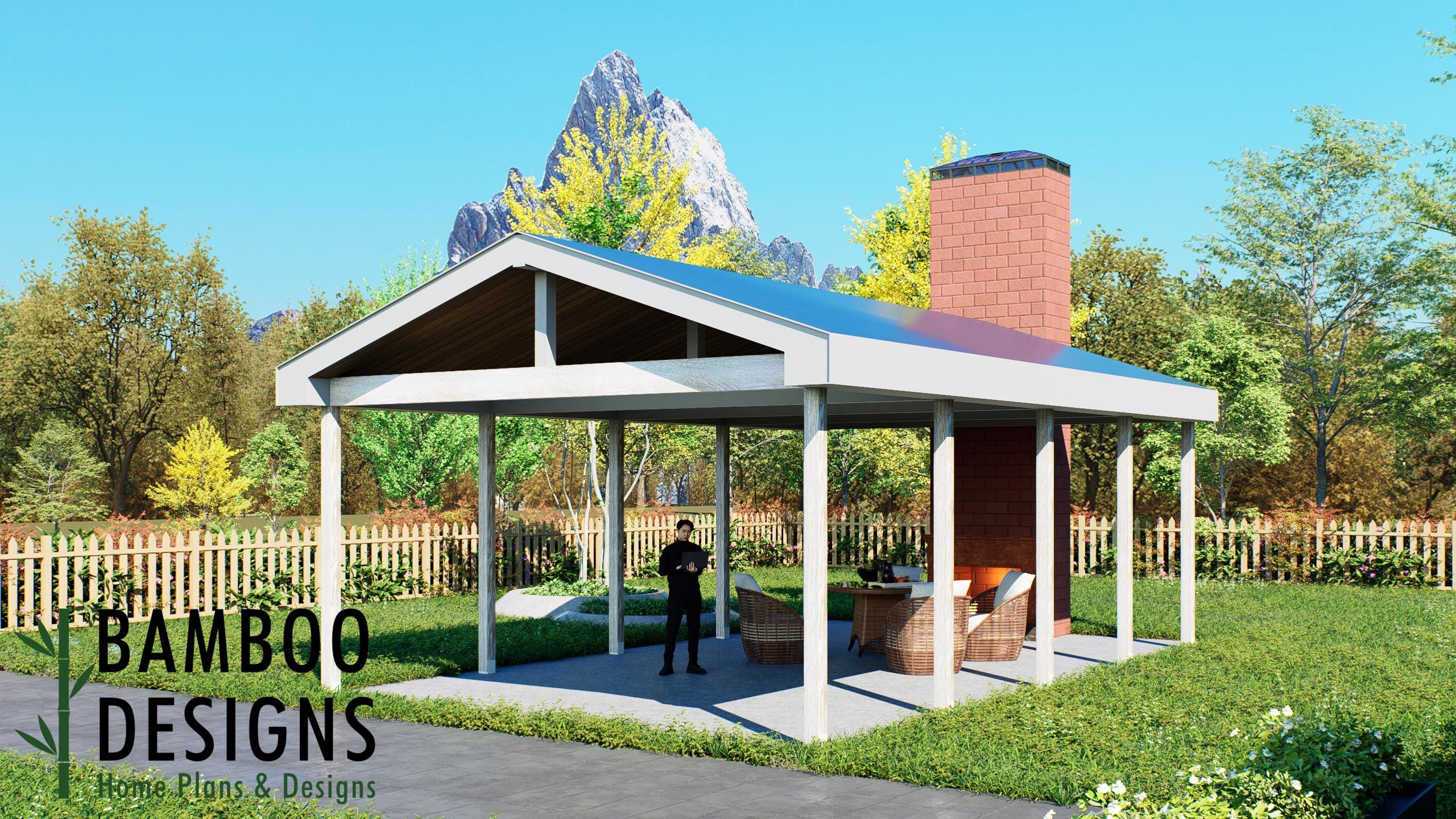 Image of Jett 20x32 Pavilion Plan — A Modern Spacious Backyard Living Pavilion | DIY Plans