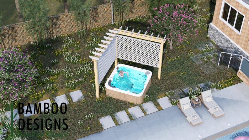 Naples 10ft Hot Tub Pergola plan by Bamboo Designs