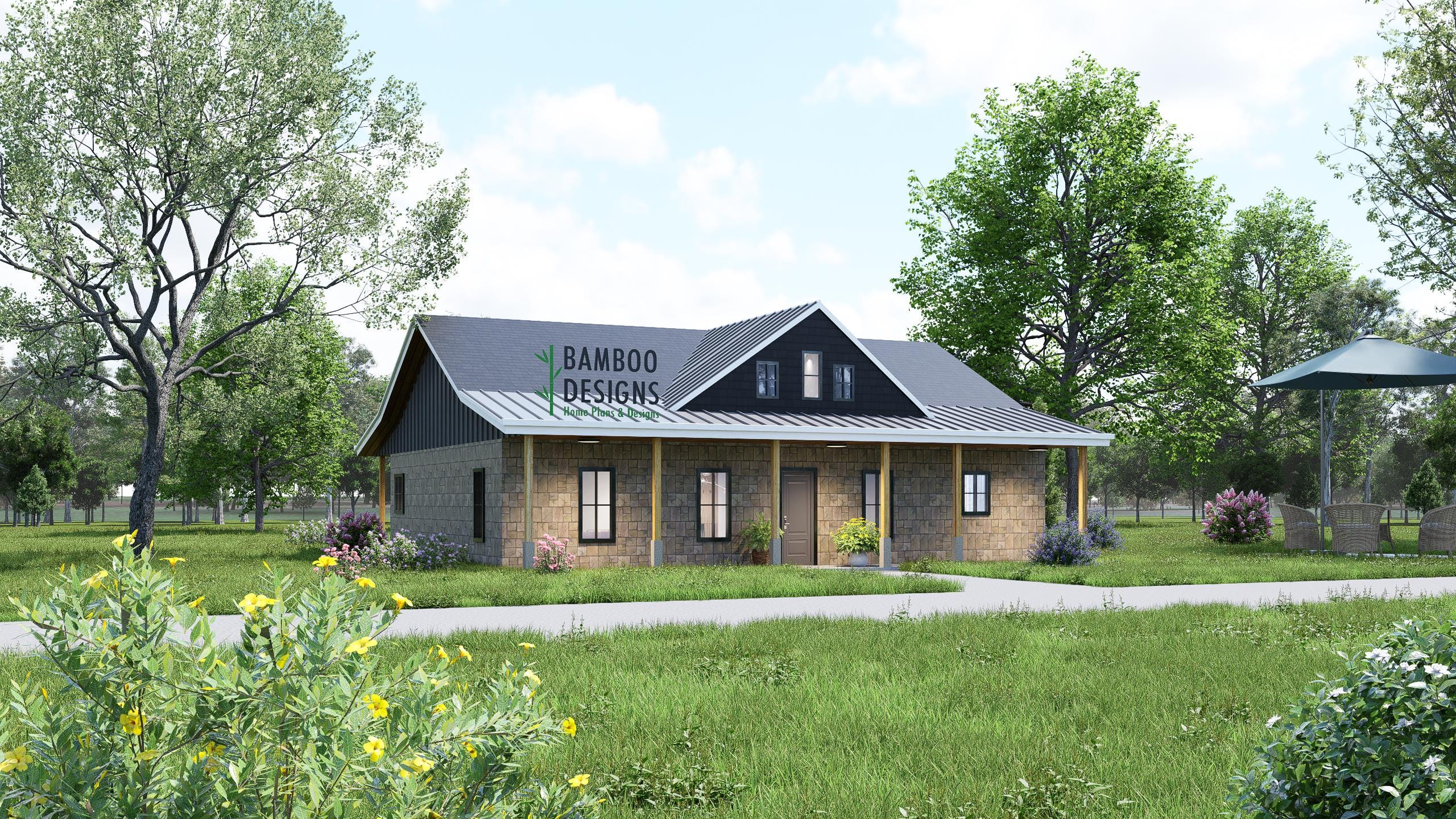 Image of Maple Crest Tennessee Barndominium - Gambrel Roof House Plans | Barn-Style Garage Loft Design Blueprint - DWG & PDF