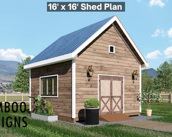 Cloud 16x16 Garage Shed Plan – Loft Gable Shed | Workshop, Storage, or Studio Building | DIY Shed Design (PDF)