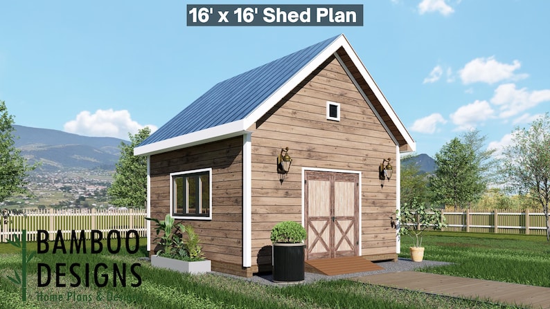 Cloud 16x16 Garage Shed plan by Bamboo Designs